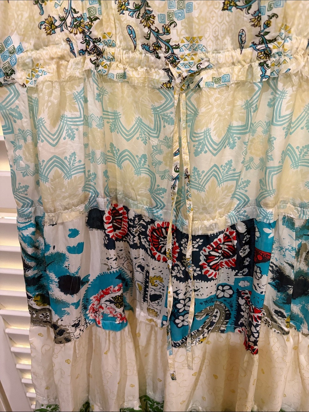 Chan Luu Cream Dress with Aqua and Green Floral Print. Size small.NWT - Picture 3 of 6